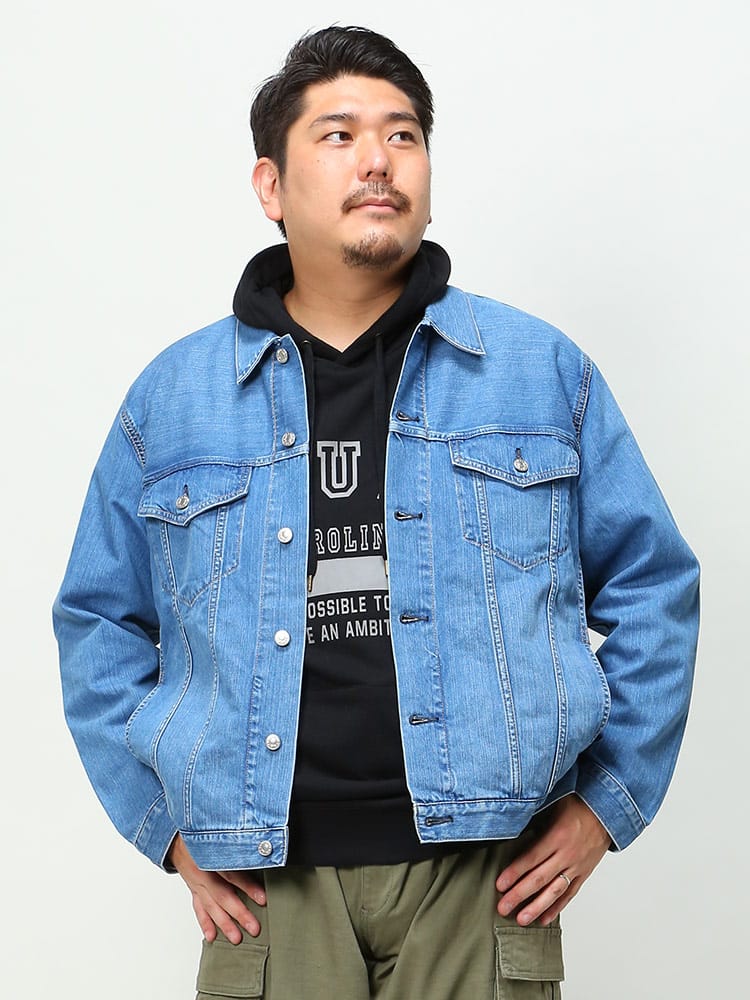 大きいサイズ メンズ EDWIN (エドウィン) フルボタン ポケット デニムジャケット