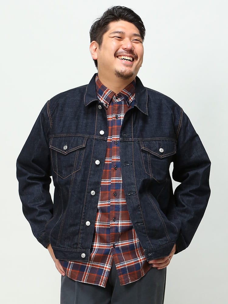 大きいサイズ メンズ EDWIN (エドウィン) フルボタン ポケット デニムジャケット