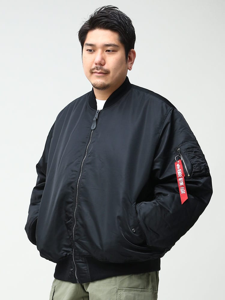 大きいサイズ メンズ ALPHA INDUSTRIES INC (アルファインダストリーズ) フルジップ 中綿 ジャケット MA-1 JAPAN SPEC