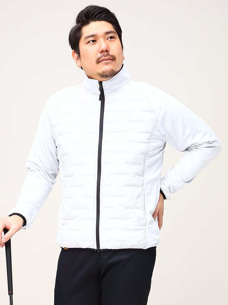 在庫処分 返品交換不可 大きいサイズ メンズ EDWIN GOLF (エドウィン ゴルフ) ストレッチ キルト フルジップ ゴルフ ジャケット
