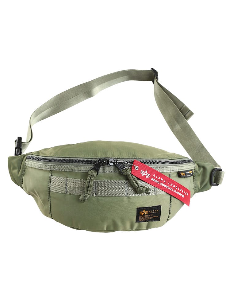 大きいサイズ メンズ ALPHA INDUSTRIES INC (アルファインダストリーズ) ワンポイント ジップ ウエストバッグ CORDURA
