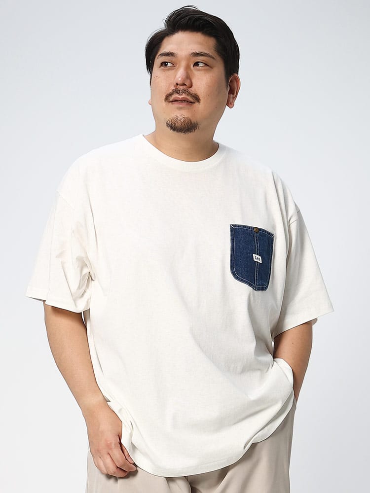 大きいサイズ メンズ Lee (リー) デニムポケット クルーネック 半袖 Tシャツ