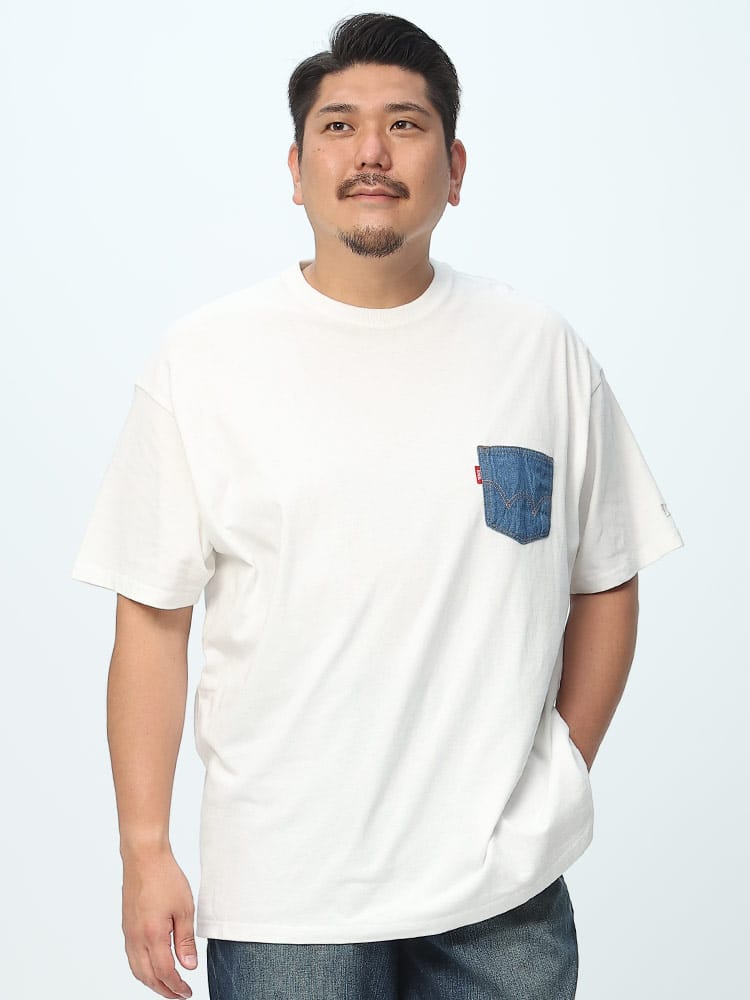大きいサイズ メンズ EDWIN (エドウィン) デニムポケット クルーネック 半袖 Tシャツ