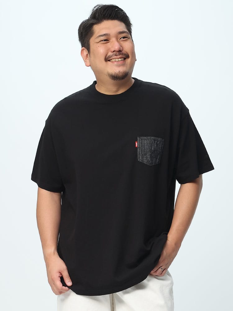 大きいサイズ メンズ EDWIN (エドウィン) デニムポケット クルーネック 半袖 Tシャツ