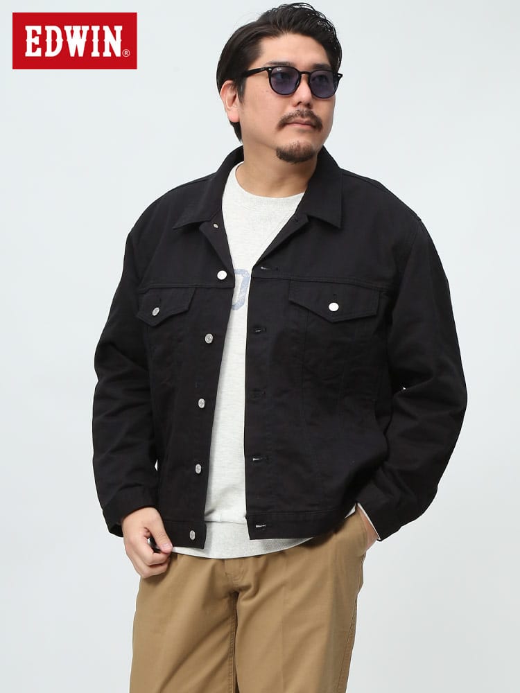 EDWIN エドウィン デニムジャケット ジージャン アウター デニム ジャケット ET1115-875 ブラック 大きいサイズ メンズ ブランド