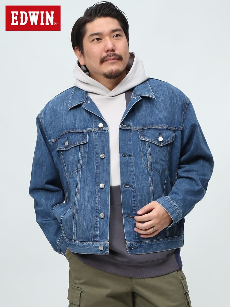EDWIN エドウィン デニムジャケット ジージャン アウター デニム ジャケット ET1115-875 ブラック 大きいサイズ メンズ ブランド