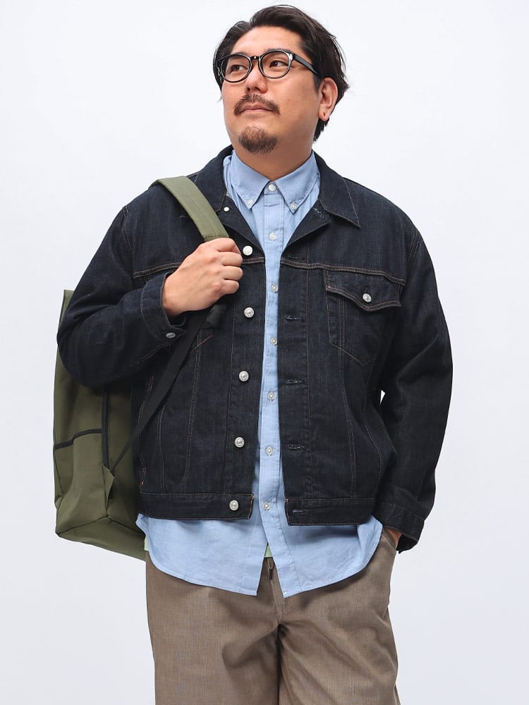 デニムジャケット ミドルオンス 綿100％ フルボタン アウター Gジャン ブルゾン 大きいサイズ メンズ