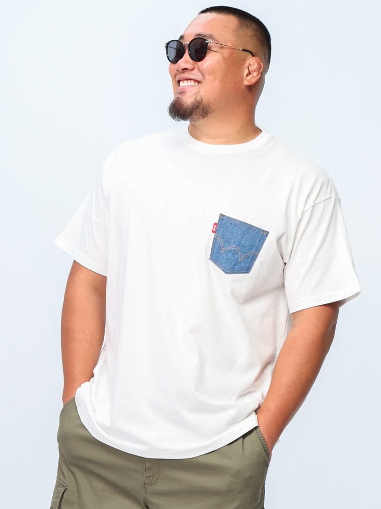 半袖 Tシャツ デニムポケット クルーネック トップス クルー 大きいサイズ メンズ