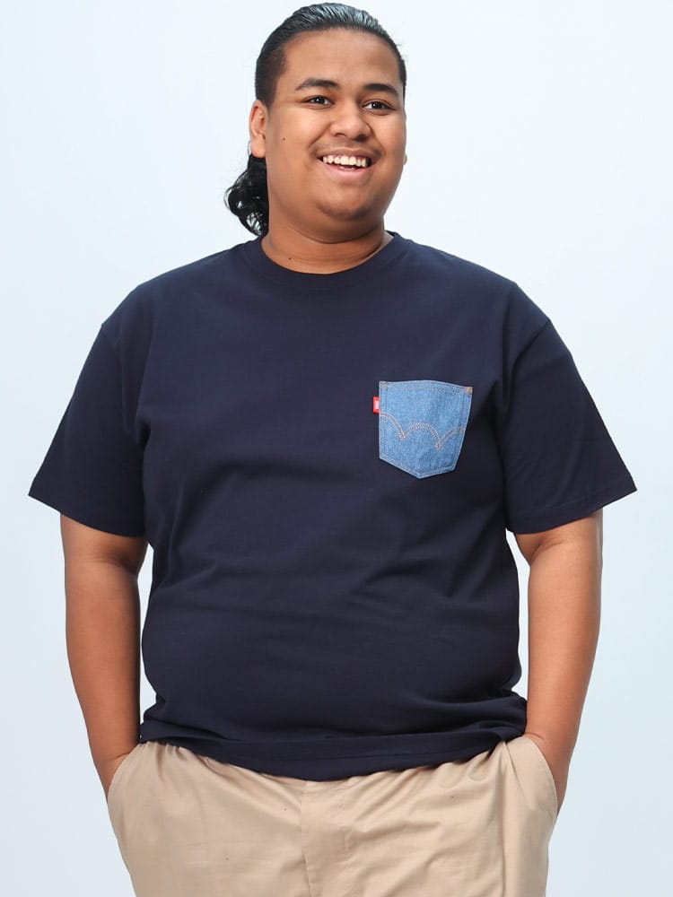 半袖 Tシャツ デニムポケット クルーネック トップス クルー 大きいサイズ メンズ