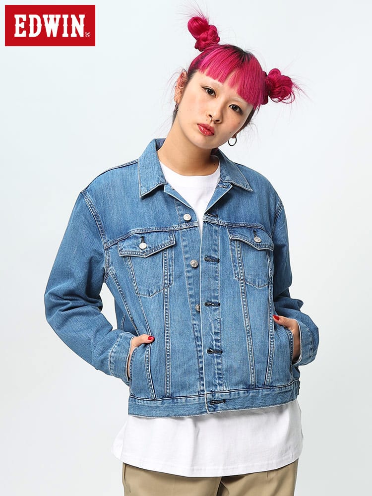 EDWIN (エドウィン) コットン ポケット フルボタン デニムジャケット