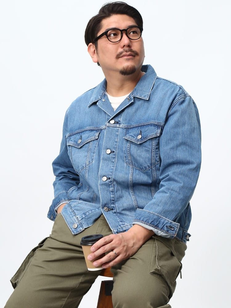 EDWIN エドウィン デニム ジャケット Gジャン ポケット アメカジ 淡色ブルー 大きいサイズ メンズ ET1115-856