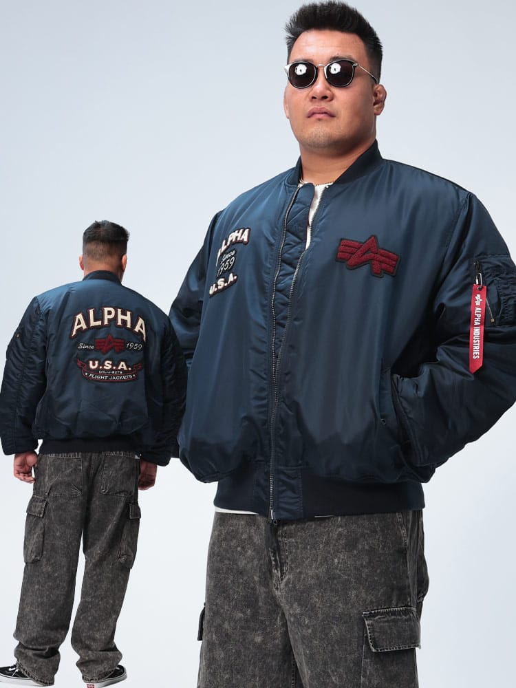 MA-1 ジャケット サガラ刺繍 フルジップ 中綿 STUDIUM JK CORE SPEC アウター ブルゾン ミリタリー 秋冬 大きいサイズ メンズ