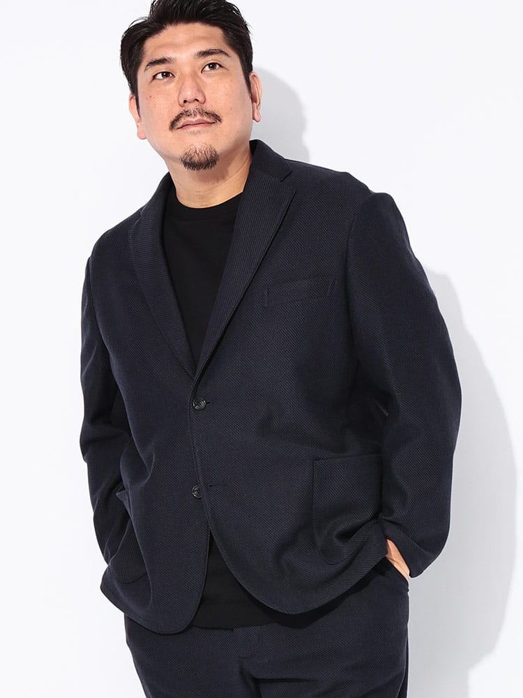 【WEB限定価格】ジャケット デニスラ ローゲージ シングル アウター ニットジャケット テーラード ビジカジ ストレッチ 秋 冬 大きいサイズ メンズ