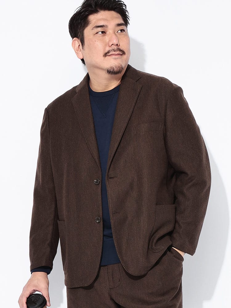 【WEB限定価格】ジャケット デニスラ ローゲージ シングル アウター ニットジャケット テーラード ビジカジ ストレッチ 秋 冬 大きいサイズ メンズ