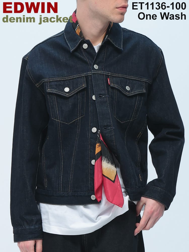 EDWIN (エドウィン) デニムジャケット  Gジャン ポケット デニム ジャケット アウター ET1136-100 OneWash