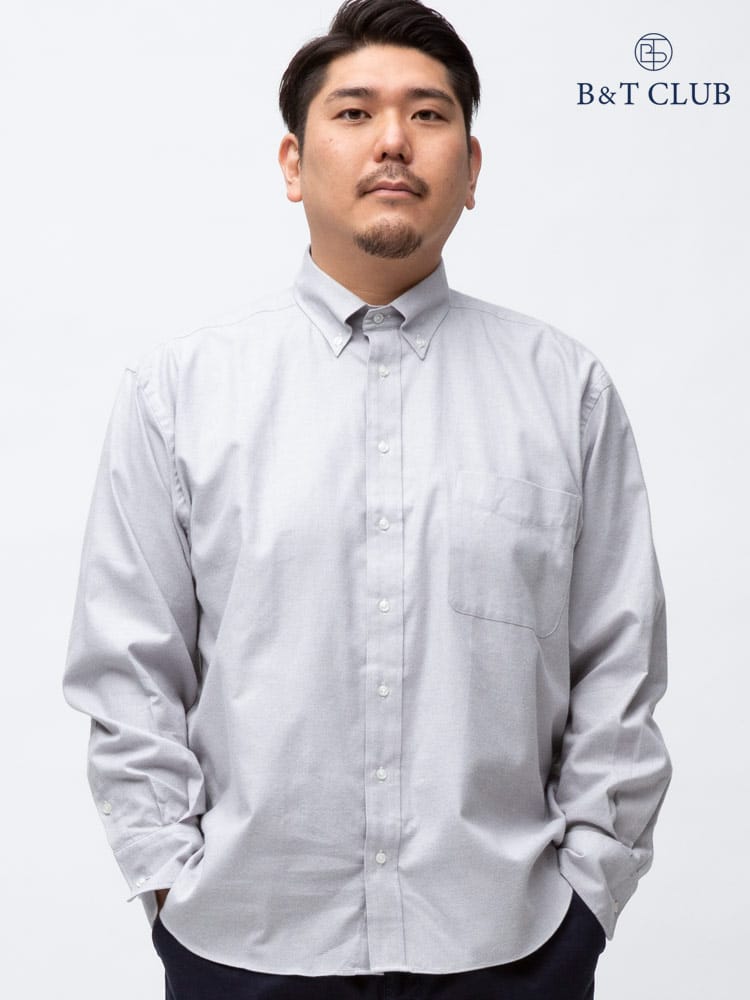 大きいサイズ メンズ B＆T CLUB (ビーアンドティークラブ) フランネル 無地 ボタンダウン 長袖 シャツ