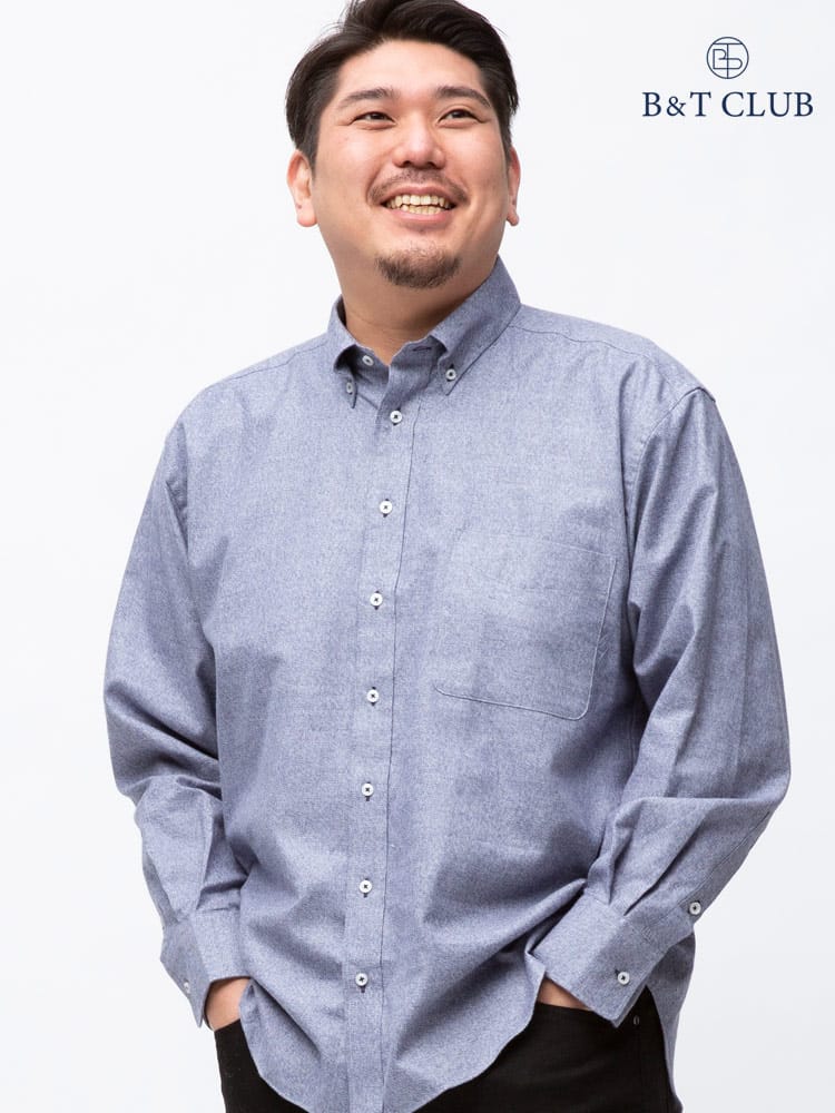 大きいサイズ メンズ B＆T CLUB (ビーアンドティークラブ) フランネル 無地 ボタンダウン 長袖 シャツ
