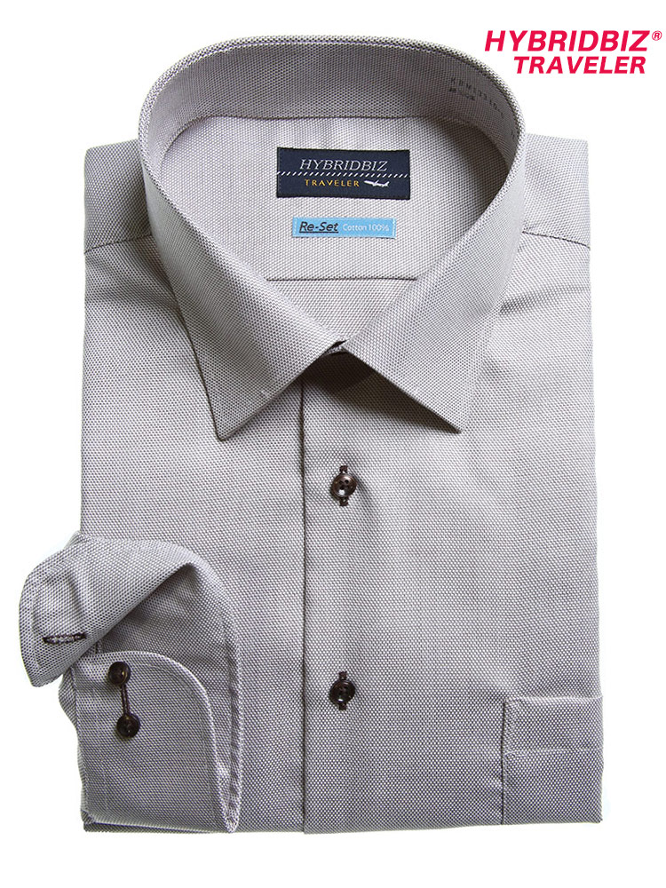 大きいサイズ メンズ HYBRIDBIZ (ハイブリッドビズ) 超形態安定 Re-Set 綿100％ ワイドカラー 長袖 ワイシャツ カッターシャツ RELAX BODY