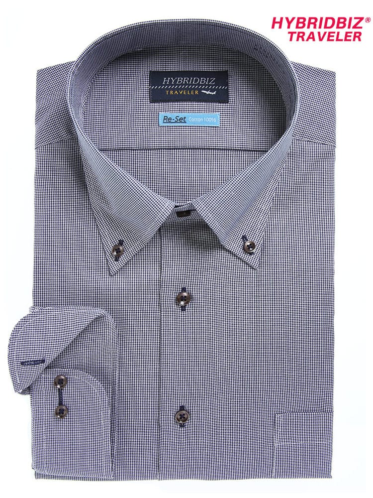 大きいサイズ メンズ HYBRIDBIZ (ハイブリッドビズ) 超形態安定 Re-Set 綿100％ ボタンダウン 長袖 ワイシャツ カッターシャツ RELAX BODY