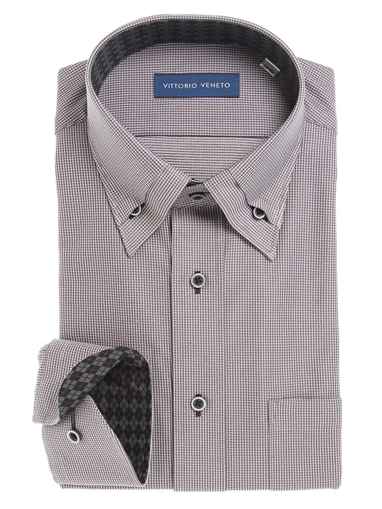 VITTORIO VENETO (ヴィットリオヴェネト) 形態安定 ボタンダウン 袖裏デザイン 長袖 ニット ワイシャツ カッターシャツ BASICBODY
