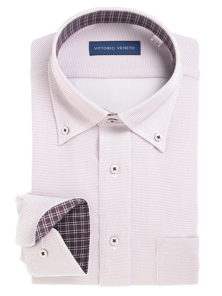 VITTORIO VENETO (ヴィットリオヴェネト) 形態安定 ボタンダウン 袖裏デザイン 長袖 ニット ワイシャツ カッターシャツ BASICBODY