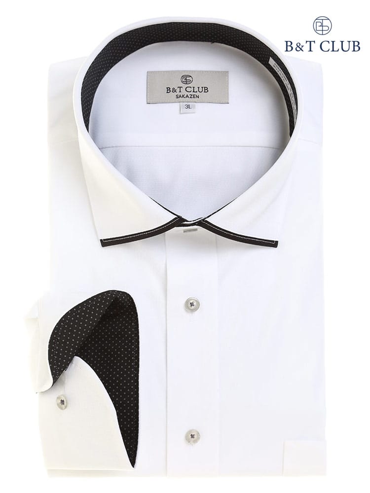 大きいサイズ メンズ B＆T CLUB (ビーアンドティークラブ) 形態安定 袖裏デザイン ワイドカラー ニット 長袖 シャツ RELAXBODY