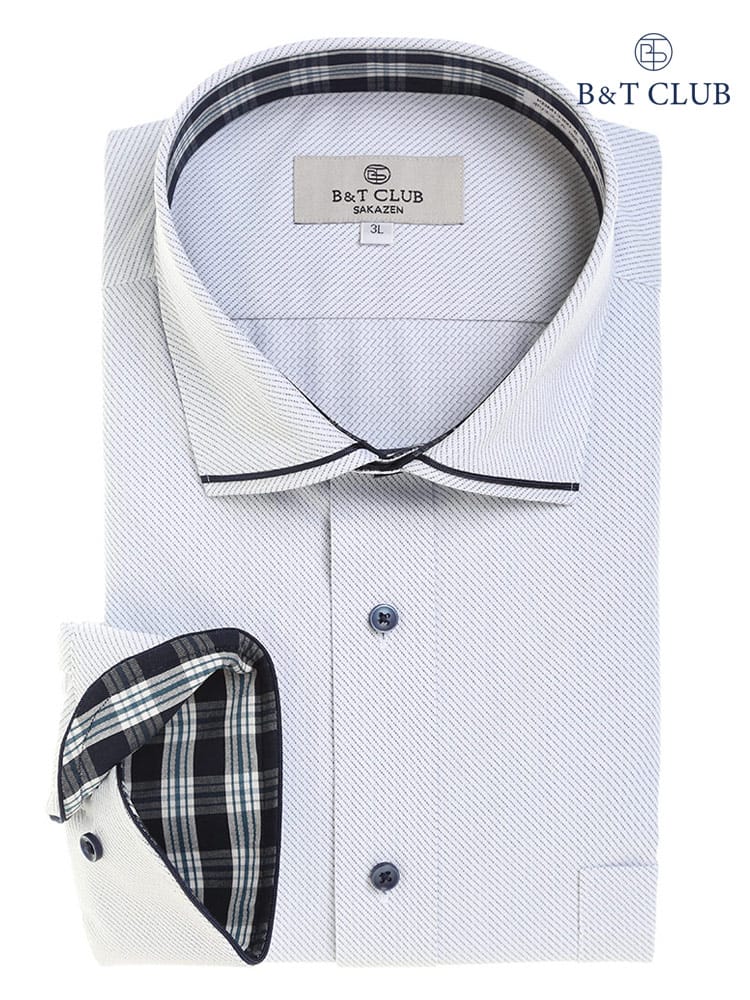 大きいサイズ メンズ B＆T CLUB (ビーアンドティークラブ) 形態安定 袖裏デザイン ワイドカラー ニット 長袖 シャツ RELAXBODY