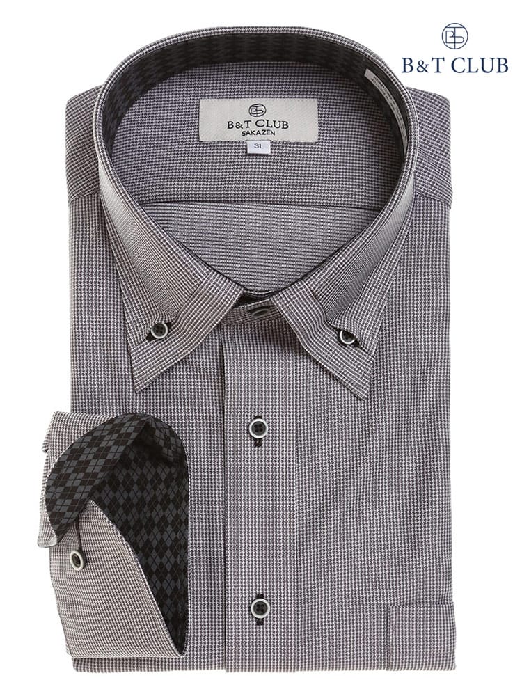 大きいサイズ メンズ B＆T CLUB (ビーアンドティークラブ) 形態安定 袖裏デザイン ボタンダウン ニット 長袖 シャツ RELAXBODY