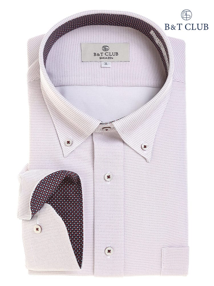 大きいサイズ メンズ B＆T CLUB (ビーアンドティークラブ) 形態安定 袖裏デザイン ボタンダウン ニット 長袖 シャツ RELAXBODY