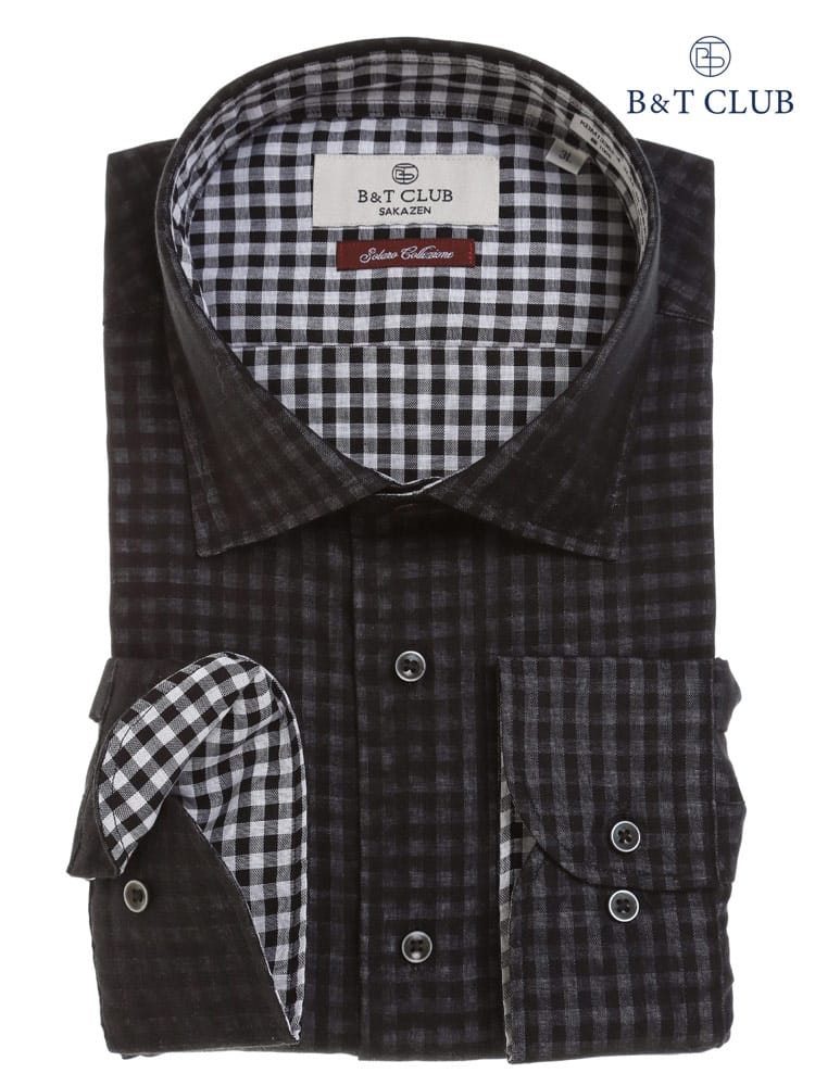 在庫処分 返品交換不可 大きいサイズ メンズ B＆T CLUB (ビーアンドティークラブ) Wガーゼソラーロ 形態安定 ワイドカラー 長袖 シャツ RELAXBODY