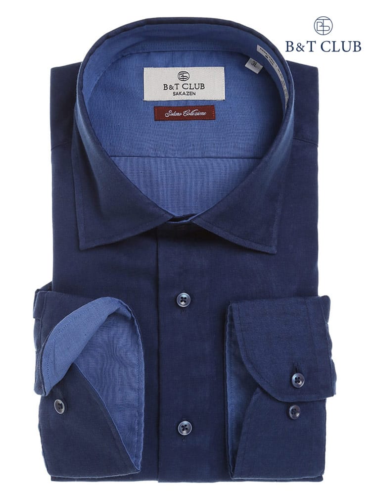 在庫処分 返品交換不可 大きいサイズ メンズ B＆T CLUB (ビーアンドティークラブ) Wガーゼソラーロ 形態安定 ワイドカラー 長袖 シャツ RELAXBODY