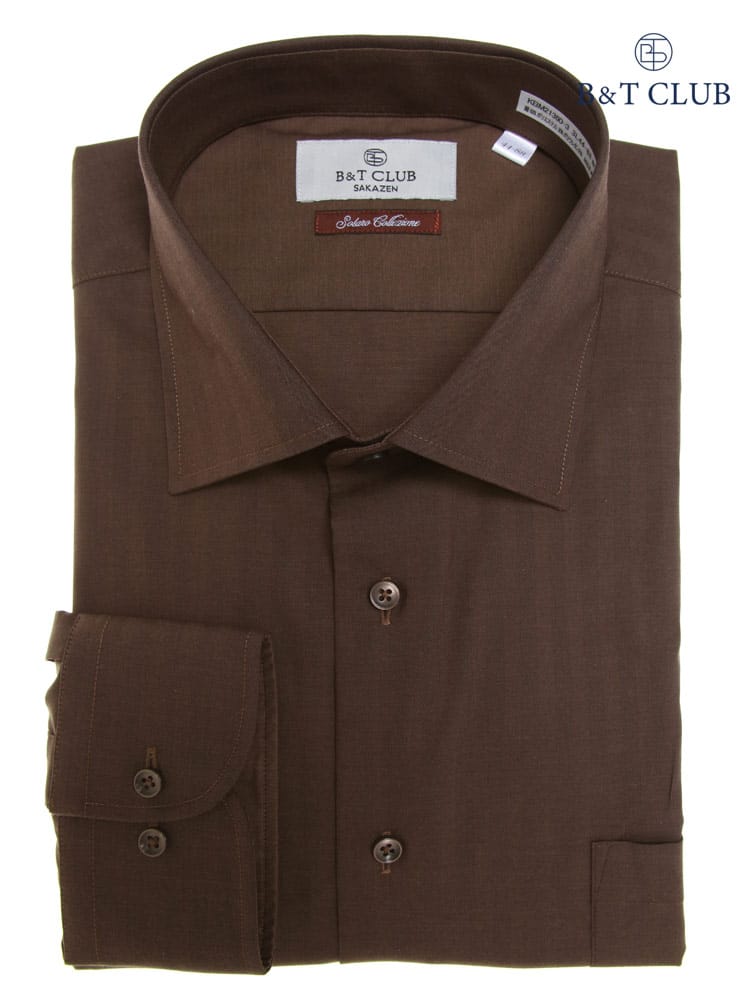 大きいサイズ メンズ B＆T CLUB 形態安定 ストレッチ ソラーロ ワイドカラー 長袖 ワイシャツ カッターシャツ