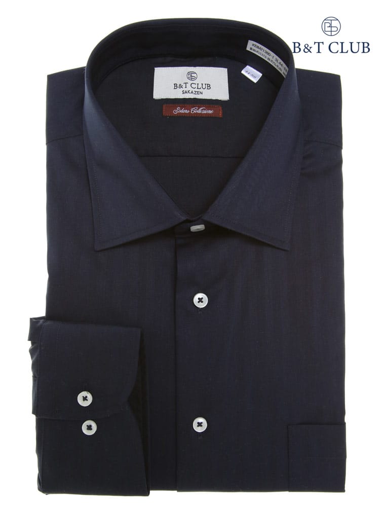 大きいサイズ メンズ B＆T CLUB 形態安定 ストレッチ ソラーロ ワイドカラー 長袖 ワイシャツ カッターシャツ