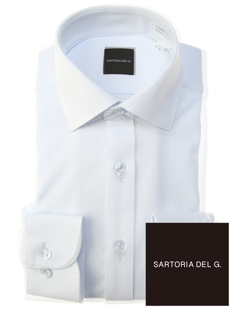 SARTORIA DEL GROSSO (サルトリアデルグロッソ) 形態安定 ワイドカラー ニット スリム 細身 長袖 ワイシャツ カッターシャツ SLIMBODY sdgknity