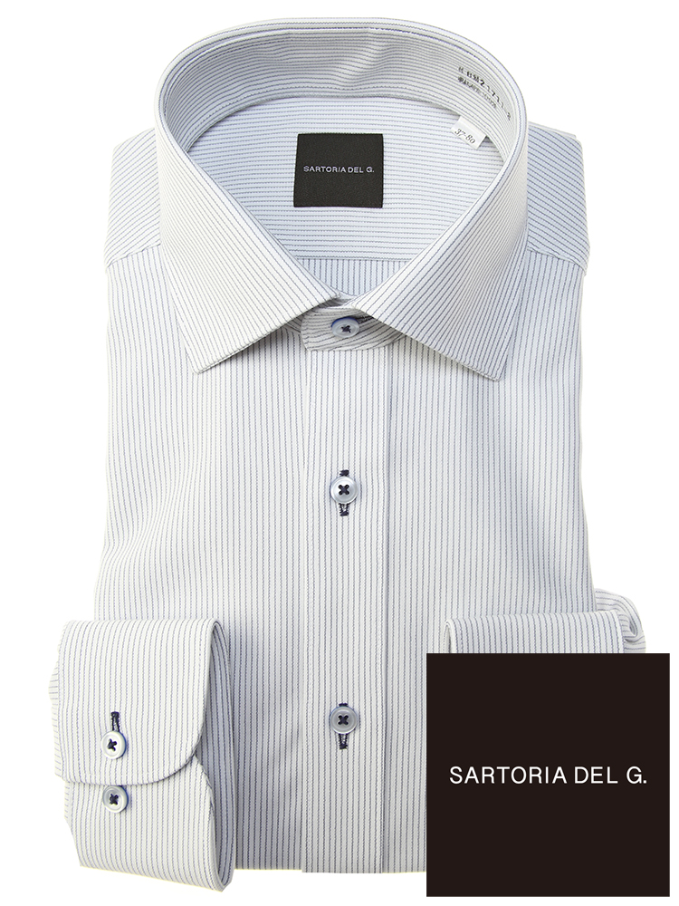 SARTORIA DEL GROSSO (サルトリアデルグロッソ) 形態安定 ワイドカラー ニット スリム 細身 長袖 ワイシャツ カッターシャツ SLIMBODY sdgknity