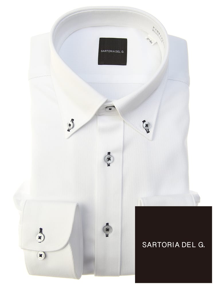 SARTORIA DEL GROSSO (サルトリアデルグロッソ) 形態安定 ボタンダウン ニット スリム 細身 長袖 ワイシャツ カッターシャツ SLIMBODY sdgknity