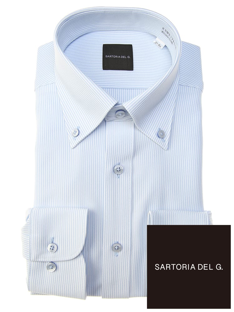 SARTORIA DEL GROSSO (サルトリアデルグロッソ) 形態安定 ボタンダウン ニット スリム 細身 長袖 ワイシャツ カッターシャツ SLIMBODY sdgknity