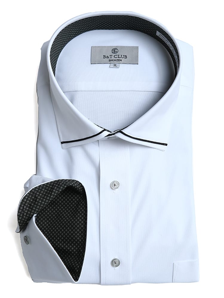 大きいサイズ メンズ B＆T CLUB ビーアンドティークラブ 形態安定 ニットデザイン ワイドカラー 長袖 ワイシャツ カッターシャツ RELAXBODY
