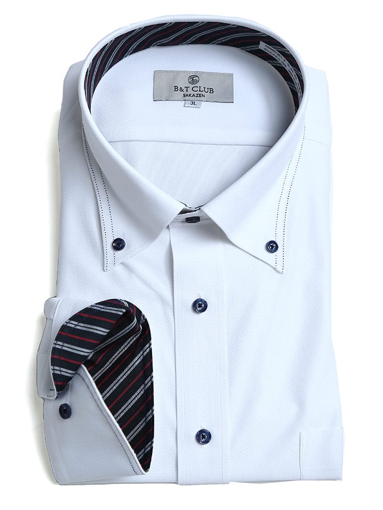 大きいサイズ メンズ B＆T CLUB (ビーアンドティークラブ) 形態安定 ニットデザイン ボタンダウン 長袖 ワイシャツ カッターシャツ RELAXBODY