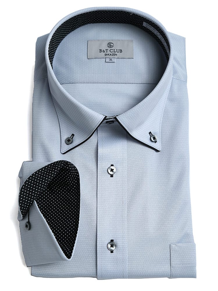 大きいサイズ メンズ B＆T CLUB (ビーアンドティークラブ) 形態安定 ニットデザイン ボタンダウン 長袖 ワイシャツ カッターシャツ RELAXBODY