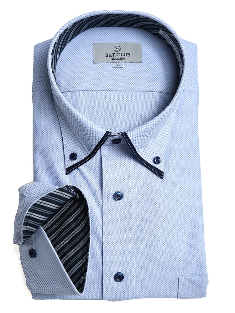 大きいサイズ メンズ B＆T CLUB (ビーアンドティークラブ) 形態安定 ニットデザイン ボタンダウン 長袖 ワイシャツ カッターシャツ RELAXBODY