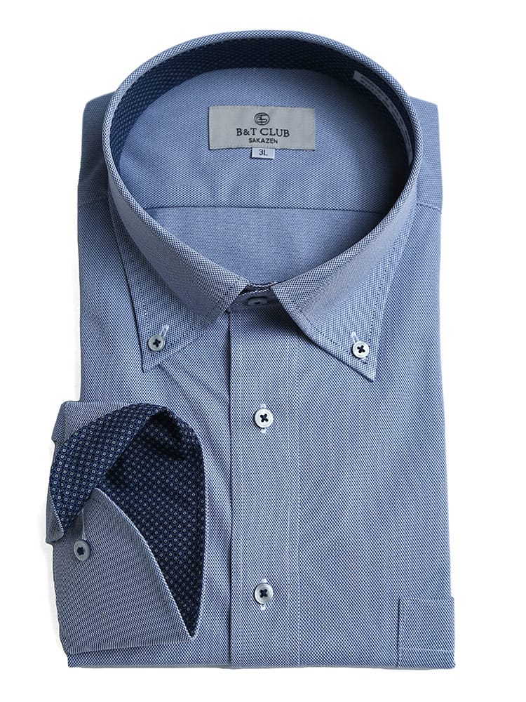 大きいサイズ メンズ B＆T CLUB (ビーアンドティークラブ) 形態安定 ニットデザイン ボタンダウン 長袖 ワイシャツ カッターシャツ RELAXBODY