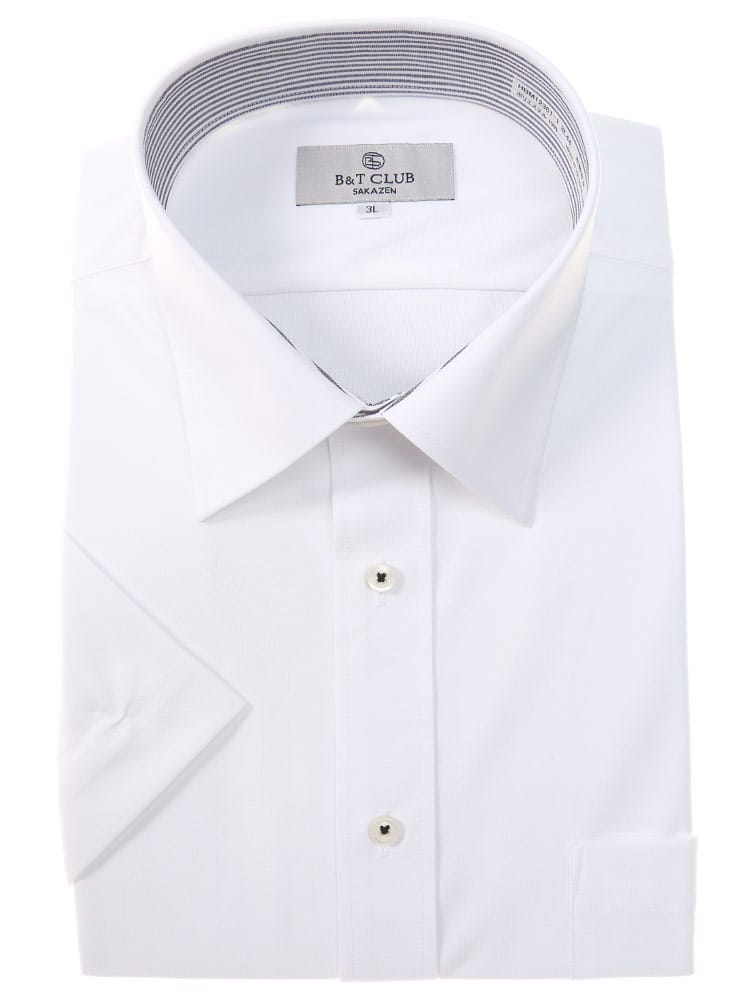大きいサイズ メンズ B＆T CLUB (ビーアンドティークラブ) トリコット 形態安定 半袖 ワイドカラー ワイシャツ カッターシャツ RELAXBODY