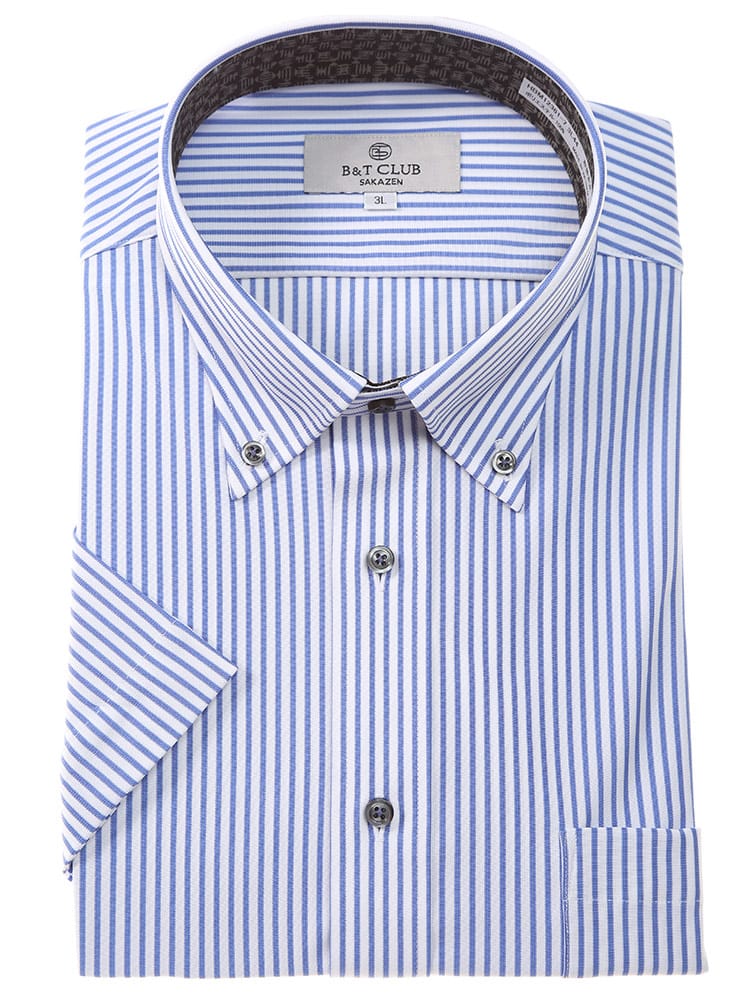 大きいサイズ メンズ B＆T CLUB (ビーアンドティークラブ) トリコット 形態安定 半袖 ボタンダウン ワイシャツ カッターシャツ RELAXBODY