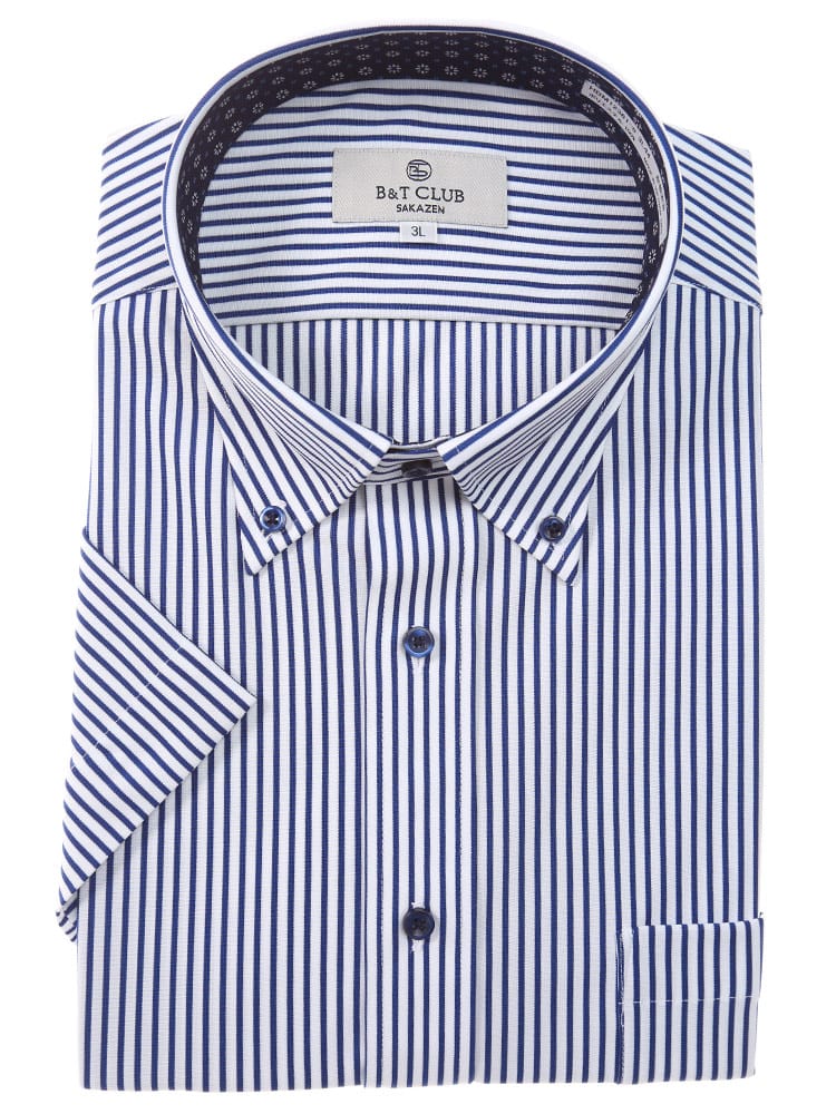 大きいサイズ メンズ B＆T CLUB (ビーアンドティークラブ) トリコット 形態安定 半袖 ボタンダウン ワイシャツ カッターシャツ RELAXBODY