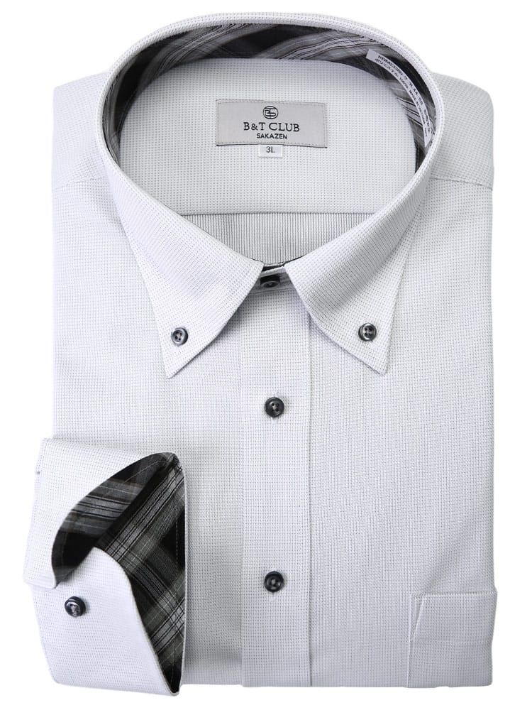大きいサイズ メンズ B＆T CLUB ビーアンドティークラブ 裏デザイン ボタンダウン 長袖 ニット ワイシャツ カッターシャツ RELAX BODY
