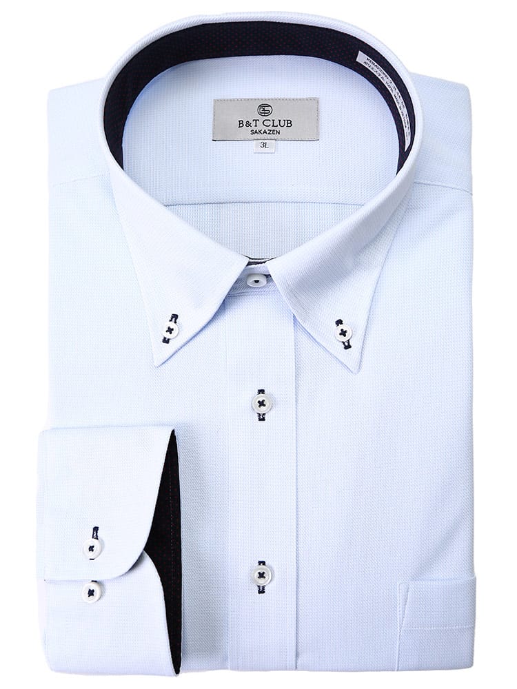 大きいサイズ メンズ B＆T CLUB ビーアンドティークラブ 裏デザイン ボタンダウン 長袖 ニット ワイシャツ カッターシャツ RELAX BODY