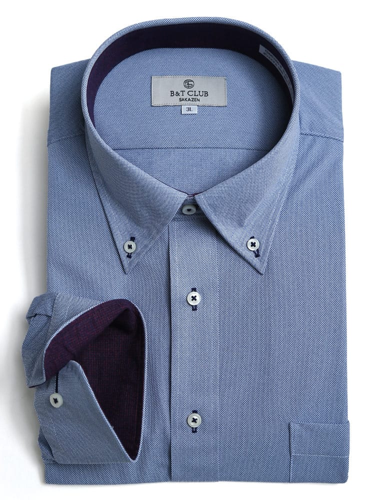 大きいサイズ メンズ B＆T CLUB ビーアンドティークラブ 裏デザイン ボタンダウン 長袖 ニット ワイシャツ カッターシャツ RELAX BODY