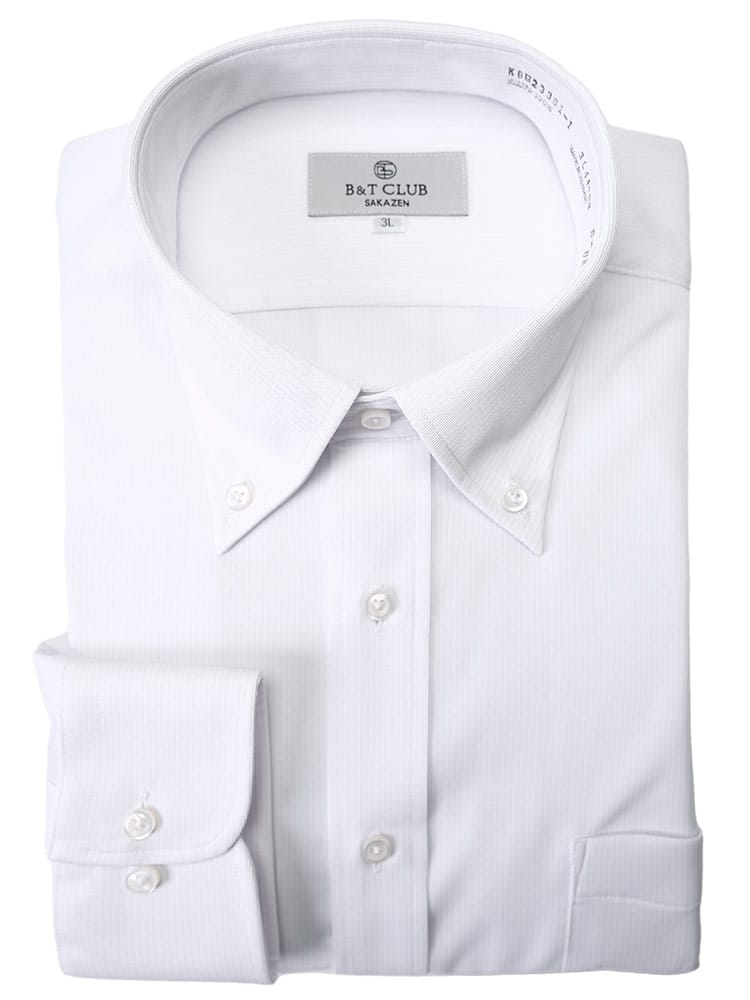 ワイシャツ・ネクタイ3本同時購入1100円引き対象商品 大きいサイズ メンズ B＆T CLUB ビーアンドティークラブ 形態安定 ボタンダウン 長袖 ニット ワイシャツ カッターシャツ RELAX BODY