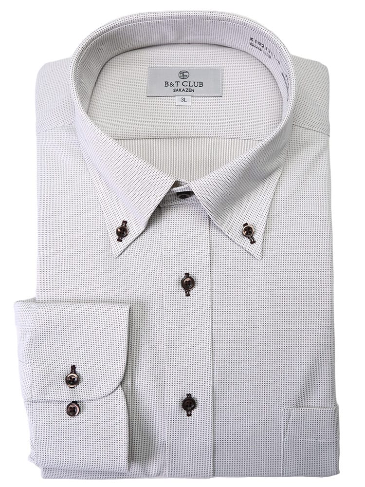 ワイシャツ・ネクタイ3本同時購入1100円引き対象商品 大きいサイズ メンズ B＆T CLUB ビーアンドティークラブ 形態安定 ボタンダウン 長袖 ニット ワイシャツ カッターシャツ RELAX BODY